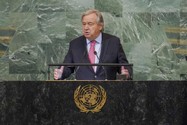Tổng thư ký Liên Hợp Quốc - ông Antonio Guterres phát biểu tại phiên họp Đại hội đồng lHQ khóa 77 ở trụ sở Liên Hợp Quốc, Thành phố New York (Mỹ) ngày 20-9. Ảnh: AP