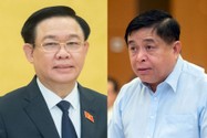 Chủ tịch Quốc hội Vương Đình Huệ và Bộ trưởng Bộ KH&ĐT Nguyễn Chí Dũng phát biểu tại phiên họp.