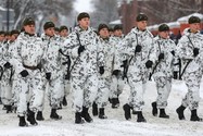 Lực lượng vũ trang Phần Lan diễu hành tại tỉnh Hamina (ơ phía đông thủ đô Helsinki). Ảnh: AP