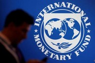 Logo của Quỹ Tiền tệ Quốc tế (IMF) tại Hội nghị Thường niên IMF - WB 2018 ở đảo Bali, (Indonesia) ngày 12-10-2018. Ảnh: REUTERS