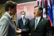 Chủ tịch Trung Quốc phàn nàn Thủ tướng Canada vì để rò rỉ nội dung cuộc họp bên lề Hội nghị thượng đỉnh G20 tại Indonesia ngày 16-11. Ảnh: REUTERS.