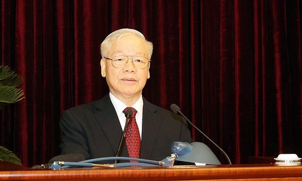 Tổng bí thư Nguyễn Phú Trọng phát biểu khai mạc Hội nghị Trung ương 6 vào sáng 3-10.