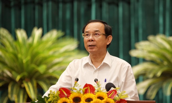 Bí thư Thành uỷ TP.HCM Nguyễn Văn Nên phát biểu khai mạc hội nghị. Ảnh: NGUYỆT NHI