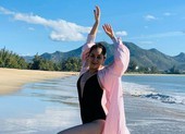 Nữ hoàng dancesport Khánh Thi khoe dáng trên biển