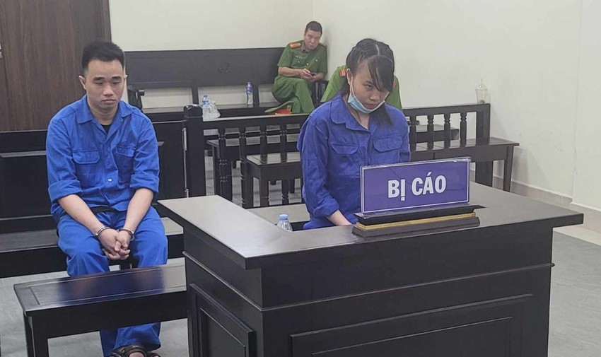 Cặp vợ chồng bị cáo Đoàn Diệu Linh, Hoàng Thế Vũ tại phiên tòa. Ảnh: CTV