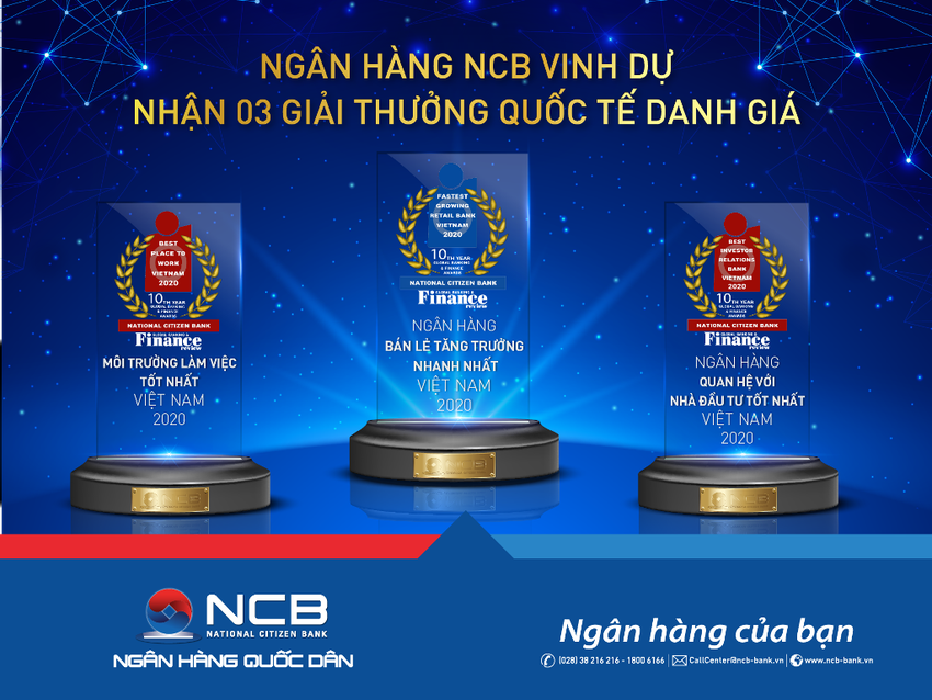 NCB nhận 3 giải thưởng lớn từ Global Banking & Finance Review