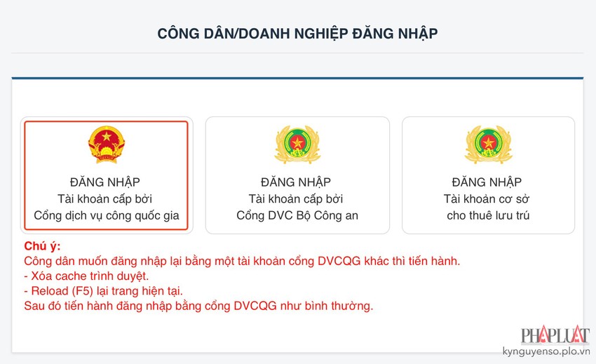 C ch ng k t i kho n tr n c ng d ch v c ng b c ng an