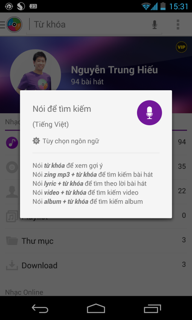 Tìm bài hát bằng giọng nói trên ứng dụng Zing Mp3 ảnh 1