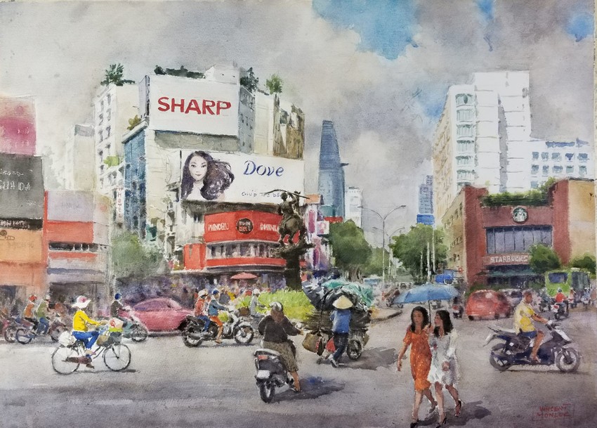 Sài Gòn đẹp nao lòng trong tranh của người họa sĩ 70 tuổi