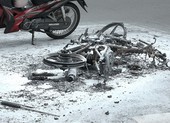 Cướp giật ở quận 3, bị truy đuổi đến quận 1 thì cháy xe