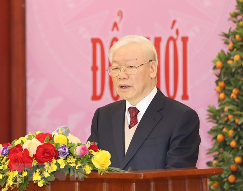 Tổng Bí thư Nguyễn Phú Trọng gặp mặt, chúc Tết lãnh đạo, nguyên lãnh đạo Đảng, Nhà nước ảnh 3