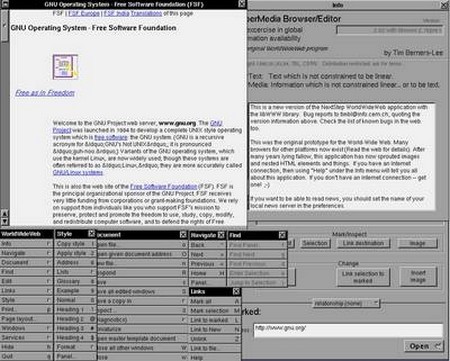 Giao diện của WorldWideWeb, trình duyệt web đầu tiên trên thế giới