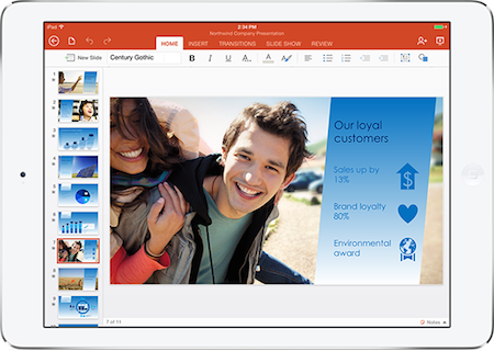 PowerPoint trên iPad.