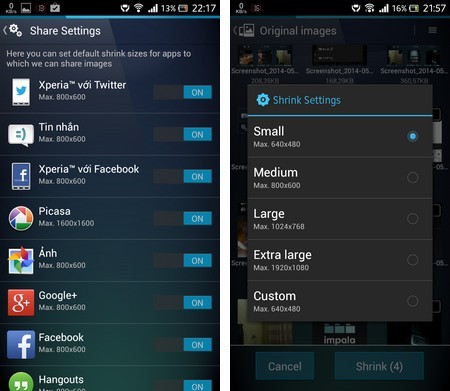 Thu nhỏ kích thước file ảnh để tiết kiệm dung lượng trên smartphone