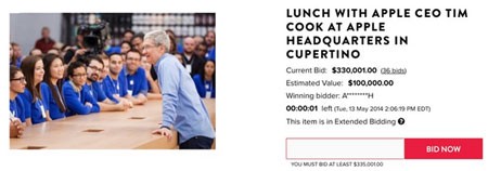 Một người đã chấp nhận bỏ 7 tỷ đồng để hẹn ăn trưa với CEO Tim Cook.