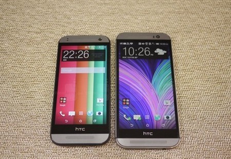 HTC One Mini 2 (trái) thừa hưởng nét thiết kế và nhiều tính năng từ phiên bản cỡ lớn HTC One M8