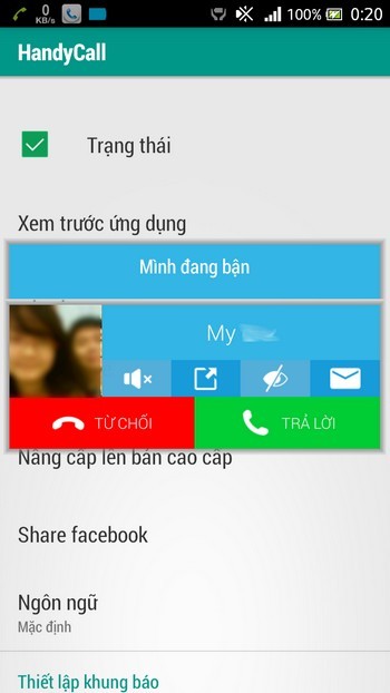 Tuyệt chiêu nhận cuộc gọi đến mà không làm gián đoạn ứng dụng đang chạy trên smartphone