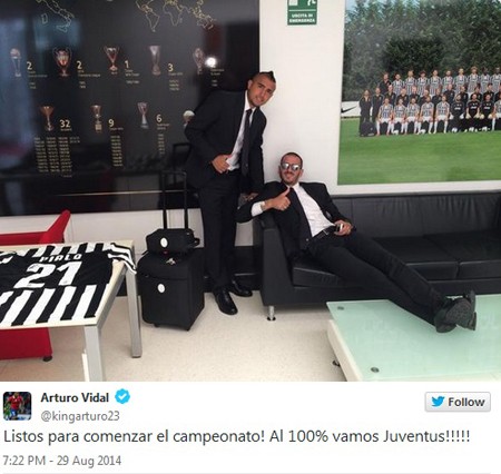 Vidal khẳng định là người của Juventus trên trang Twitter