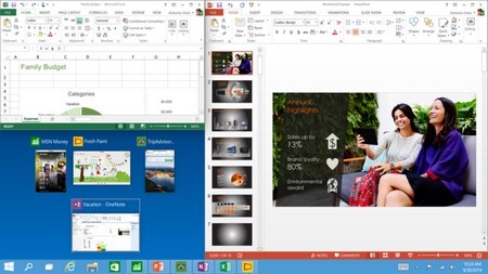 Giao diện các ứng dụng hiển thị đồng thời trên desktop