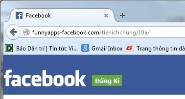 Tuy nhiên khi quan sát kỹ, bạn sẽ thấy đường link của trang web không phải của Facebook