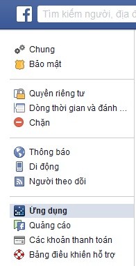 - Tại trang web hiện ra sau đó, bạn chọn “Ứng dụng” ở menu bên trái.