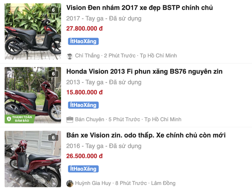 Mua xe Vision cũ giá bao nhiêu tại Hà Nội