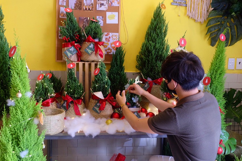 Sắp tới Giáng sinh, cây thông Noel mini đắt hàng trên chợ mạng